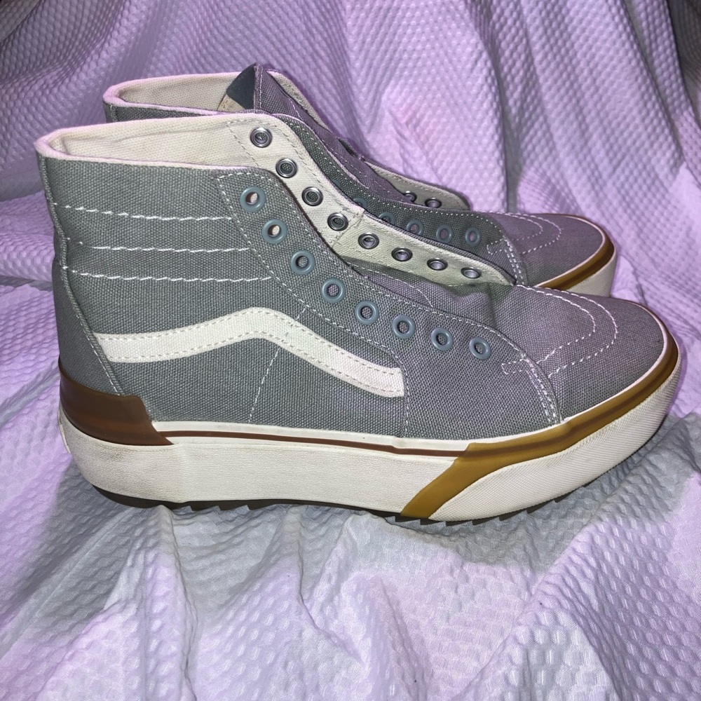 Vans - Sk8 Hi Stacked Platform Sneaker Gray/ White Unisex Sz 7.5 Mens/ 9 Womens